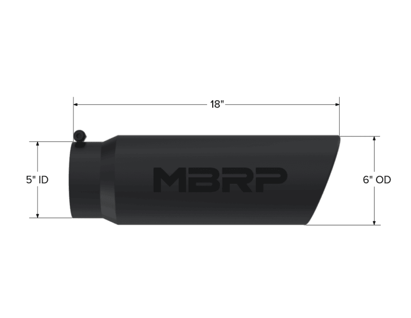 MBRP Exhaust pT5125BLK MBRP Universal Tip 6in OD Angled Rolled End 5in Inlet 18in Length Black Finish Exhaust thumbnail 8