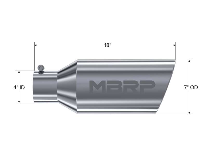 MBRP Exhaust pT5126 MBRP Universal Tip 7inch O.D. Rolled End 4inch inlet 18inch length - T304 (SINGLE TIP) thumbnail 8