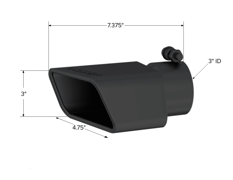 MBRP Exhaust pT5120BLK MBRP Universal Tip 4.75inx 3in Rectangle Angled Cut 3in O.D. inlet Pass. Side 7.375in length Black thumbnail 7