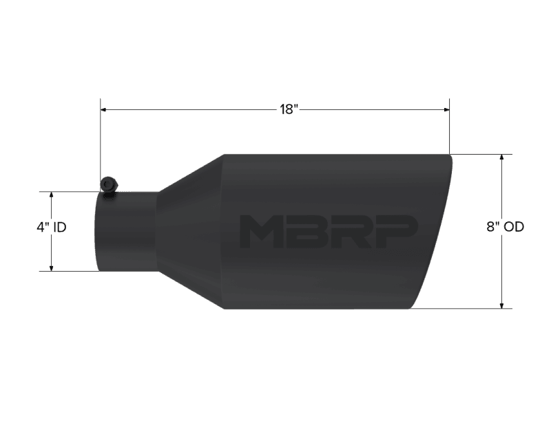 MBRP Exhaust pT5128BLK MBRP Universal Tip 8in O.D. Rolled End 4in inlet 18in length Black thumbnail 8