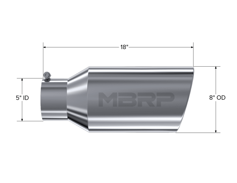 MBRP Exhaust pT5129 MBRP Universal Tip 8in OD Rolled End 5in Inlet 18in Length T304 thumbnail 8
