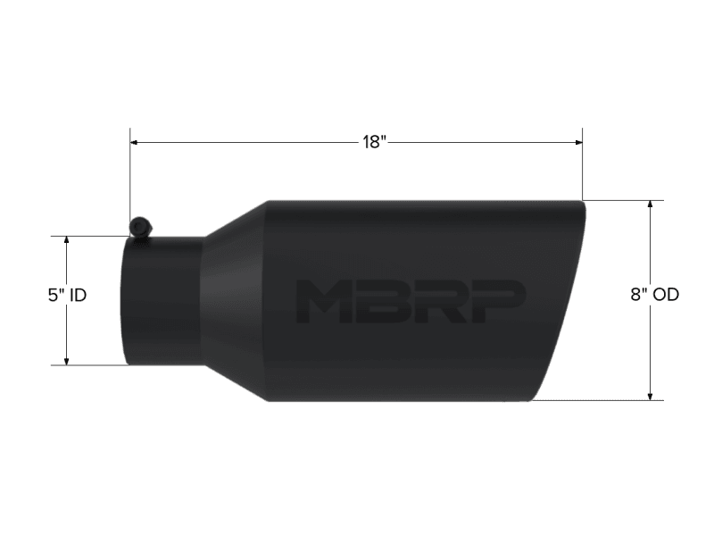 MBRP Exhaust pT5129BLK MBRP Universal Tip 8in OD Rolled End 5in Inlet 18in Length T304 - Black thumbnail 7