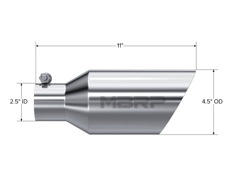 MBRP Exhaust pT5161 MBRP Universal Tip 4.5 O.D. Dual Walled Angled Rolled End 2.5 Inlet 12in Length - T304 thumbnail 7
