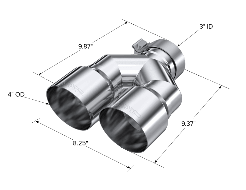 MBRP Exhaust pT5182 MBRP 3in ID / Dual 4in OD Out Staggered L 9.87in / R 9.37in Single Wall T304 SS Univ Exhaust Tip thumbnail 4