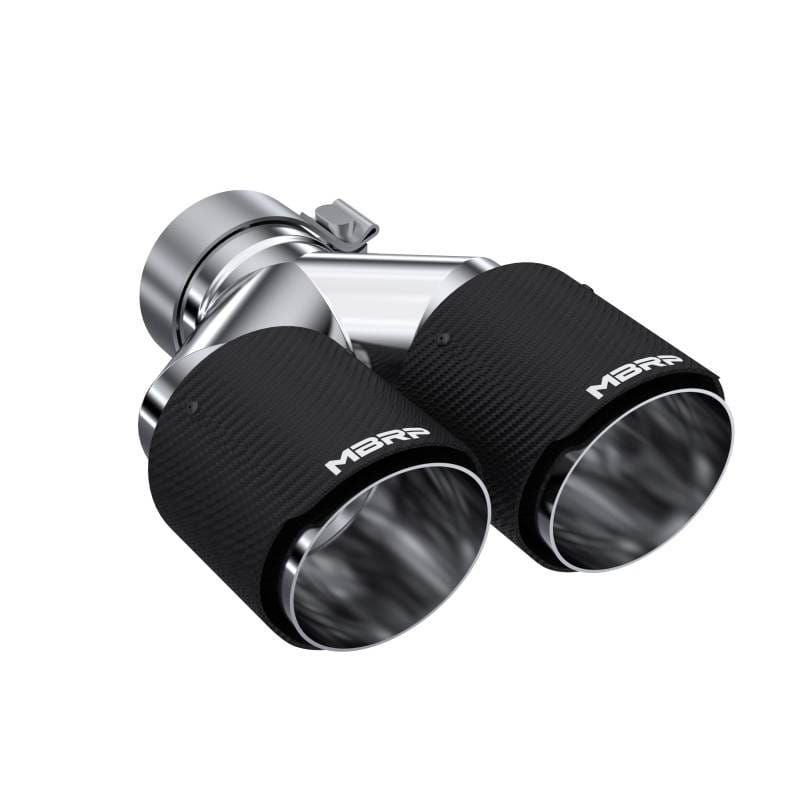 MBRP Exhaust pT5183CF MBRP 3in ID / Dual 4in OD Out Staggered L 9.37in / R 9.87in Dual Wall Carbon Fiber Univ Exhaust Tip thumbnail 4