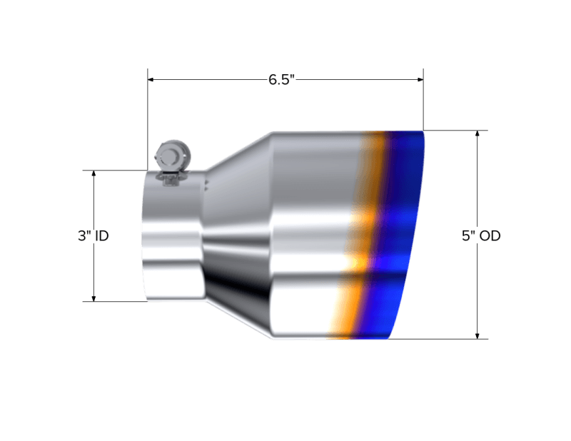 MBRP Exhaust pT5184BE MBRP T304 Stainless Steel Burnt End Angle Cut Exhaust Tip - 3in. ID / 5in. OD / 6.5in. Length thumbnail 4