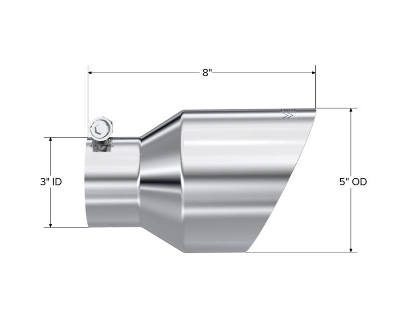 MBRP Exhaust pT5187 MBRP Universal T304 Stainless Steel Tip 3on ID / 5in OD Out / 8in Length Angle Cut Dual Wall thumbnail 6