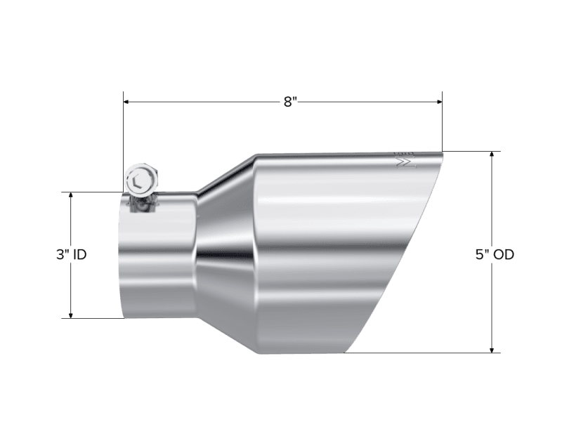 MBRP Exhaust pT5187 MBRP Universal T304 Stainless Steel Tip 3on ID / 5in OD Out / 8in Length Angle Cut Dual Wall thumbnail 8