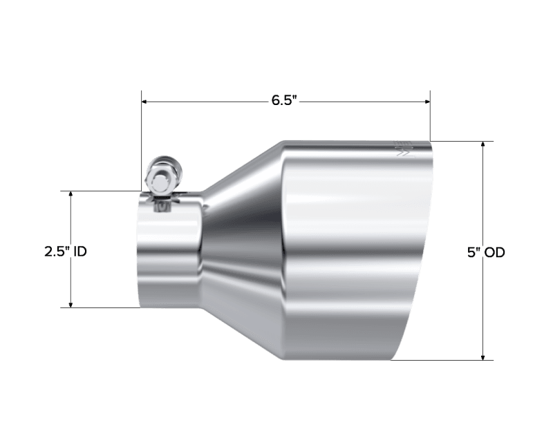 MBRP Exhaust pT5190 MBRP Universal T304 Stainless Steel Tip 2.5in ID / 5in OD Out / 6.5in Length Angle Cut Single Wall thumbnail 8