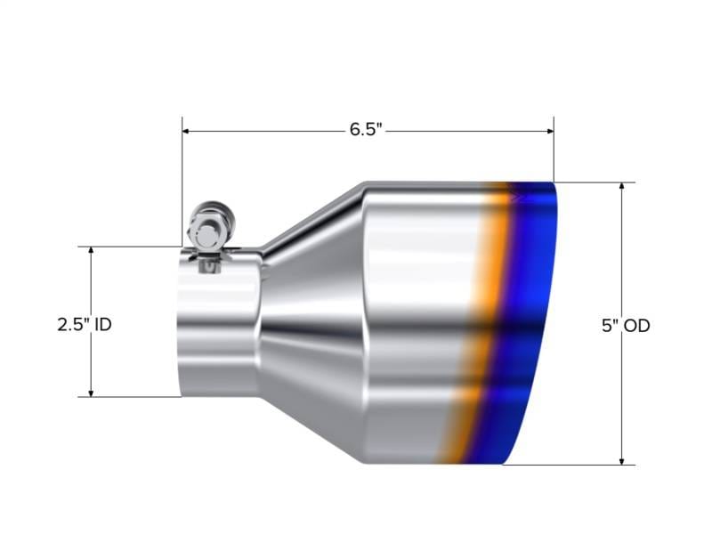 MBRP Exhaust pT5190BE MBRP Univ. T304 Stainless Steel Burnt End Tip 2.5in ID / 5in OD / 6.5in Length Angle Cut Single Wall thumbnail 6