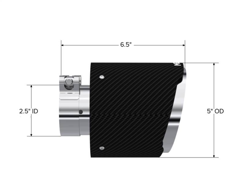 MBRP Exhaust pT5190CF MBRP Universal Carbon Fiber Tip 2.5in ID / 5in OD Out / 6.5in Length Angle Cut Dual Wall thumbnail 6