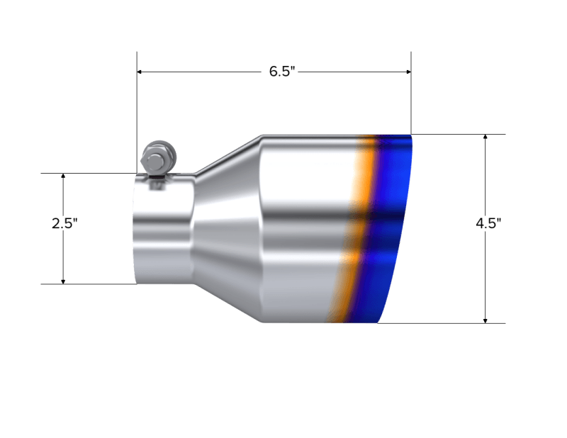MBRP Exhaust pT5191BE MBRP Universal Burnt SS Tip 2.5in ID / 4.5in OD Out / 6.5in Length Angle Cut Single Wall thumbnail 4