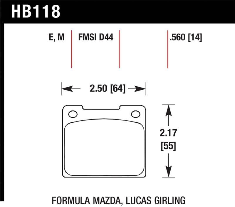 Hawk Performance kHB118E.560 Hawk Alcon 4R-Type / Alcon R-Type (Short Profile) Blue 9012 Race Brake Pads thumbnail 5