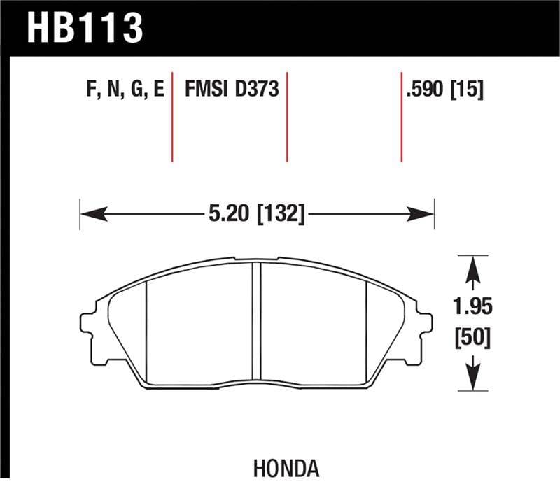 Hawk Performance kHB113F.590 Hawk Honda/ Acura 88-91 Civic Wagon/90-91CRX Si/ 88-90 Prelude S HPS Street Front Brake Pads thumbnail 2