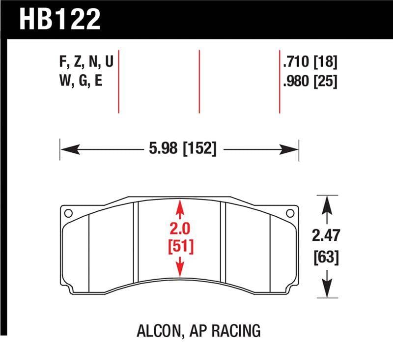 Hawk Performance kHB122G.710 Hawk Stoptech ST-60 Caliper DTC-60 Race Brake Pads thumbnail 4