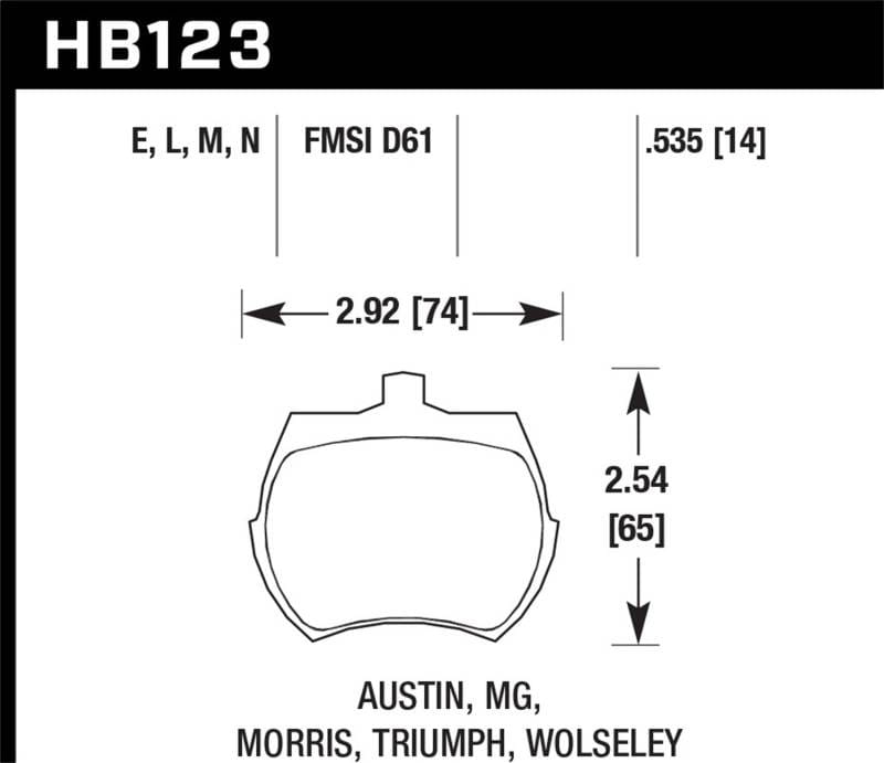 Hawk Performance kHB123M.535 Hawk 66-79 MG Midget / 75-80 Triumph TR7 Black Front Race Brake Pads thumbnail 4
