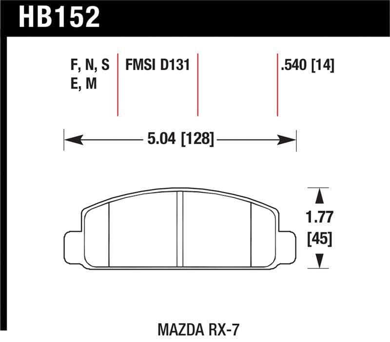 Hawk Performance kHB152F.540 Hawk Mazda RX-7 HPS Street Front Brake Pads thumbnail 6