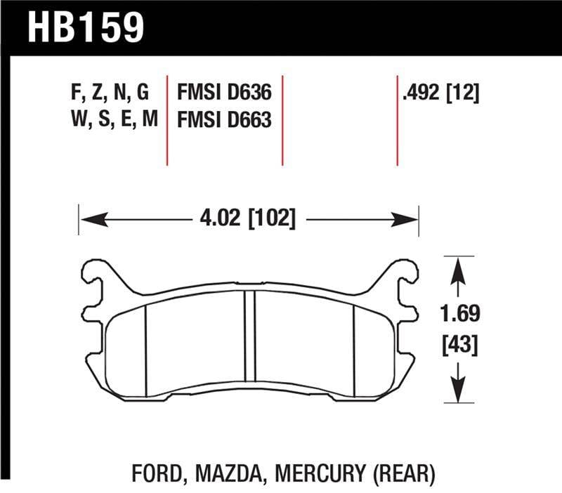 Hawk Performance kHB159S.492 Hawk 94-97 & 99-03 Mazda Miata HT-10 Race Rear Brake Pads thumbnail 4