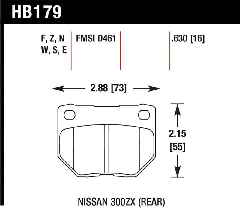 Hawk Performance kHB179B.630 Hawk 2/1989-1996 Nissan 300ZX Base (Excl. Turbo) HPS 5.0 Rear Brake Pads thumbnail 2