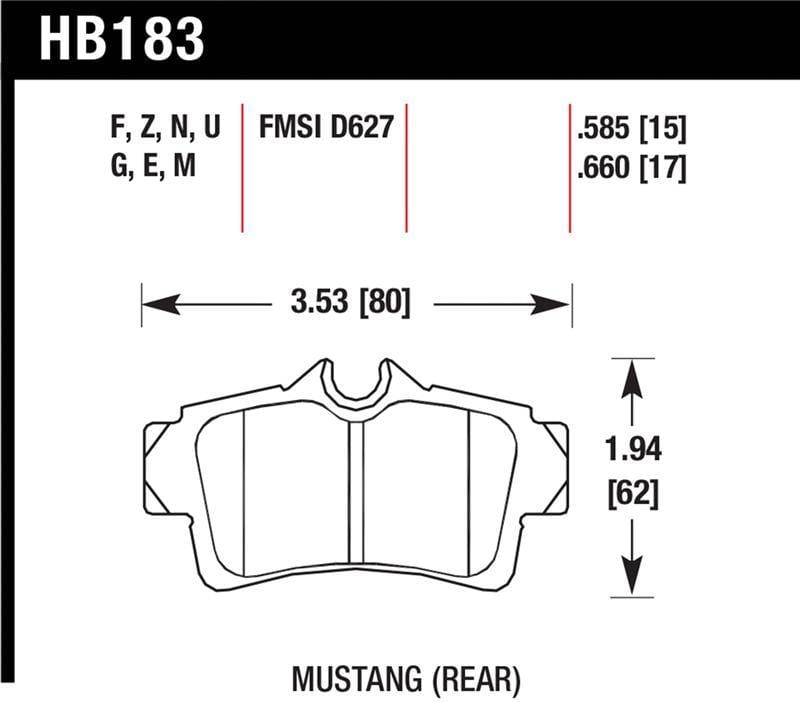 Hawk Performance kHB183B.585 Hawk 2001-2001 Ford Mustang Bullitt 4.6 HPS 5.0 Rear Brake Pads thumbnail 6