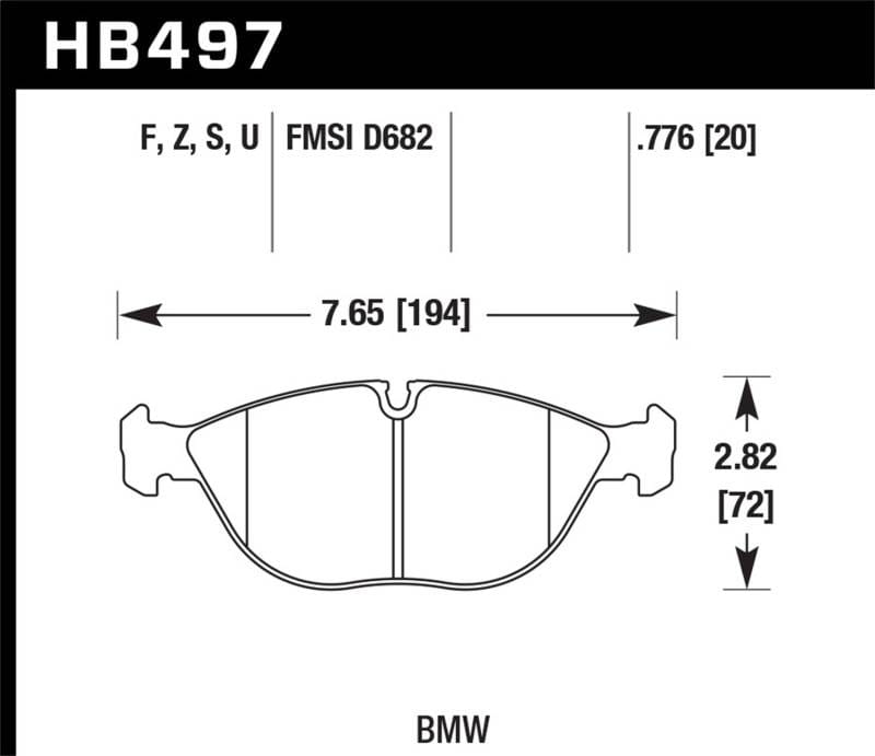 Hawk Performance kHB497G.776 Hawk Performance 05-06 Mercedes-Benz S500/S430/E500 4Matic DTC-60 Front Race Brake Pads thumbnail 5
