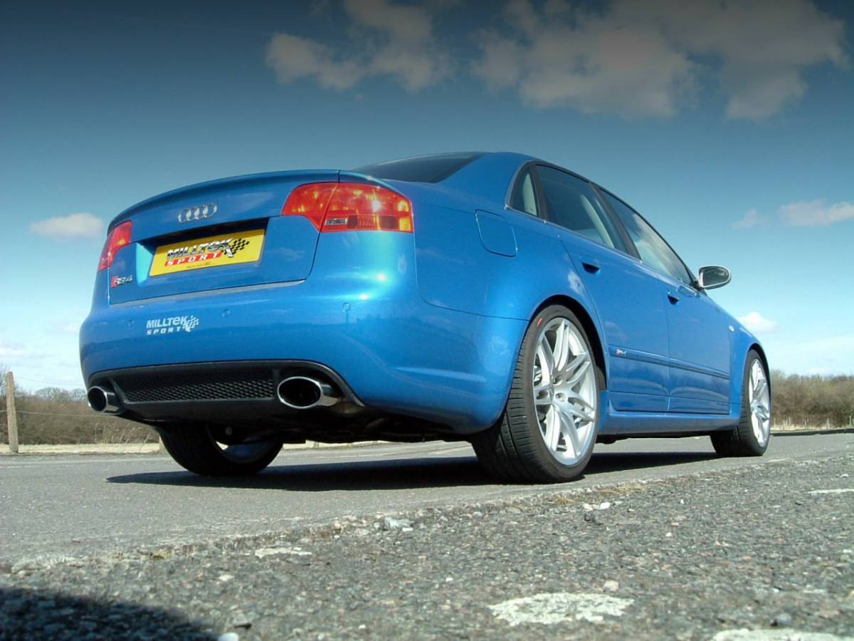 Milltek Resonated (Queter) Valved Cat-Back Exhaust System w/ Polished Oval Tips for Audi B7 RS4 SSXAU061 thumbnail 2