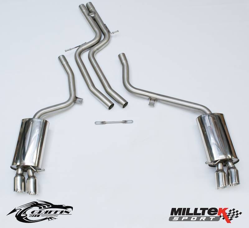 Milltek Non-Resonated (Louder) Cat-Back Exhaust System w/ GT80 Tips for Audi B8 S5 4.2L SSXAU190
