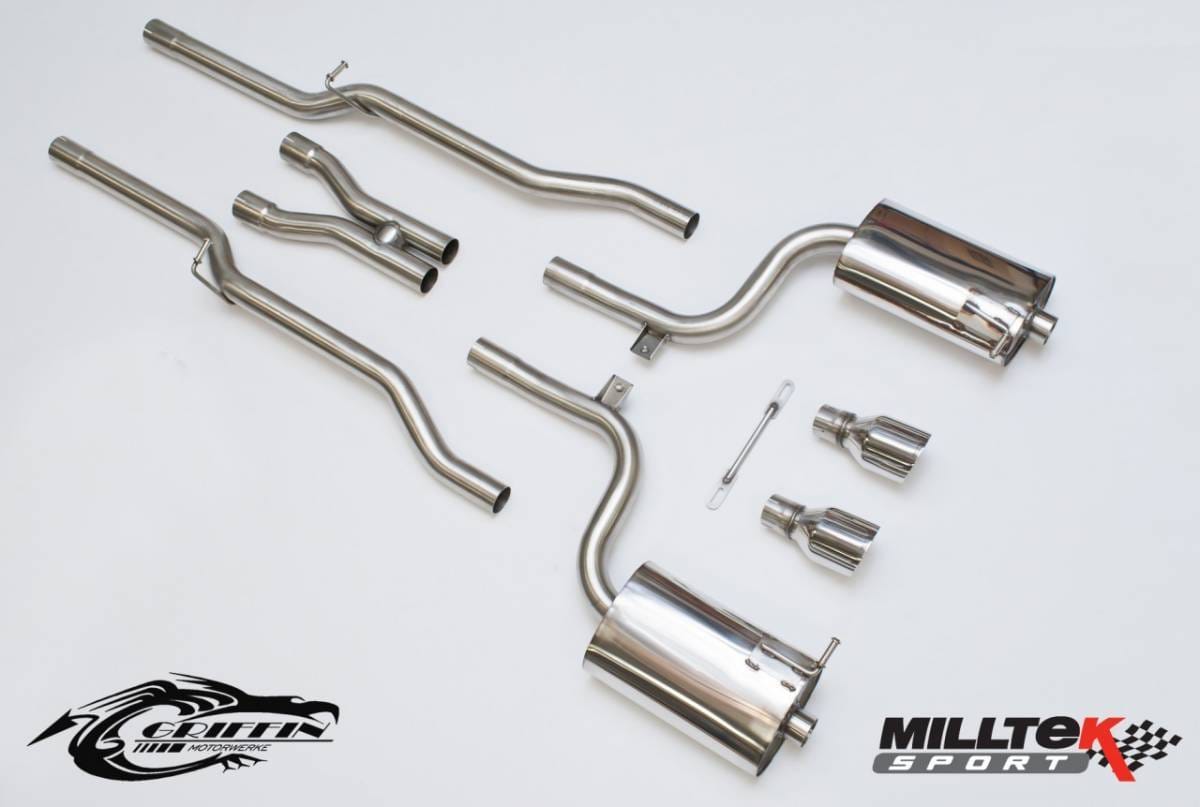 Milltek Non-Resonated (Louder) Cat-back Exhaust System w/ Black Tips for Audi B6 S4 / B6 A4 3.0L & B7 A4 3.2L SSXAU295