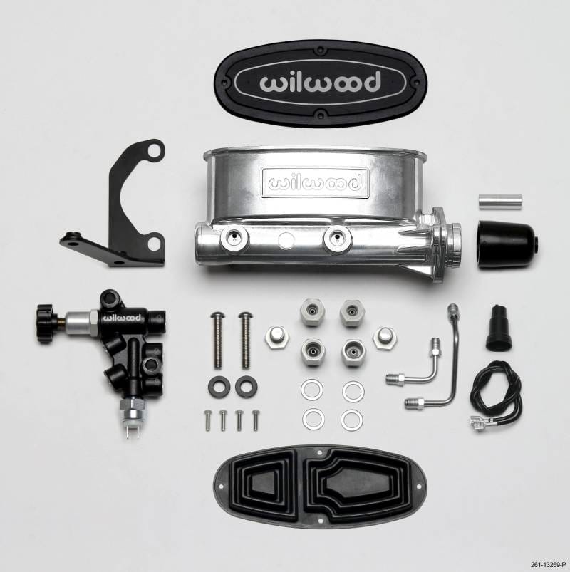 Wilwood 261-13269-P Wilwood HV Tandem M/C Kit w L/H Bracket & Prop Valve - 1in Bore Ball Burnished thumbnail 2