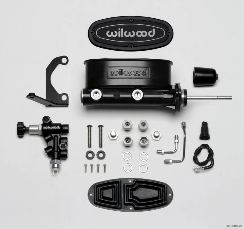 Wilwood 261-13626-BK Wilwood HV Tandem M/C Kit w L/H Bracket & Prop Valve - 15/16in Bore Black-W/Pushrod thumbnail 2