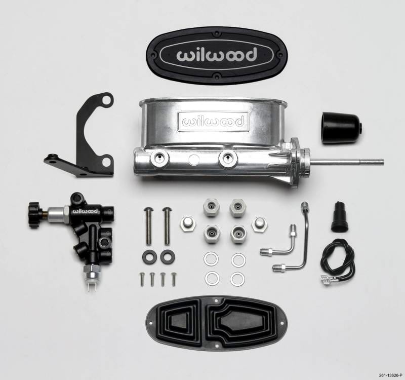 Wilwood 261-13626-P Wilwood HV Tandem M/C Kit w L/H Bracket & Prop Valve - 15/16in Bore Ball Burnished-W/Pushrod thumbnail 2