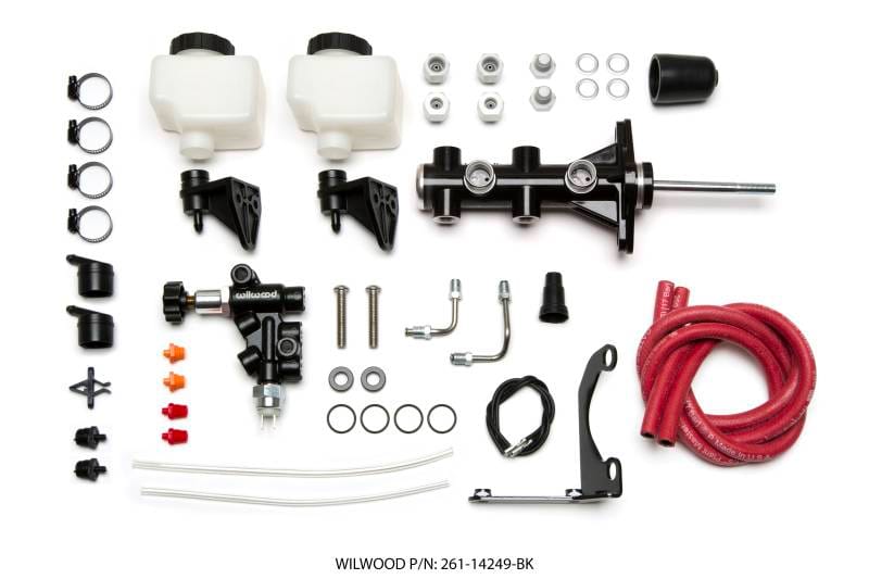 Wilwood 261-14249-BK Wilwood Tandem Remote M/C Kit w L/H Bracket & Prop Valve - 7/8in Bore Black-W/Pushrod thumbnail 4