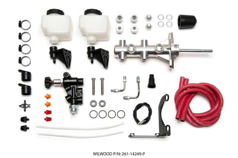 Wilwood 261-14249-P Wilwood Tandem Remote M/C Kit w L/H Bracket & Prop Valve - 7/8in Bore Ball Burnished-W/Pushrod thumbnail 4