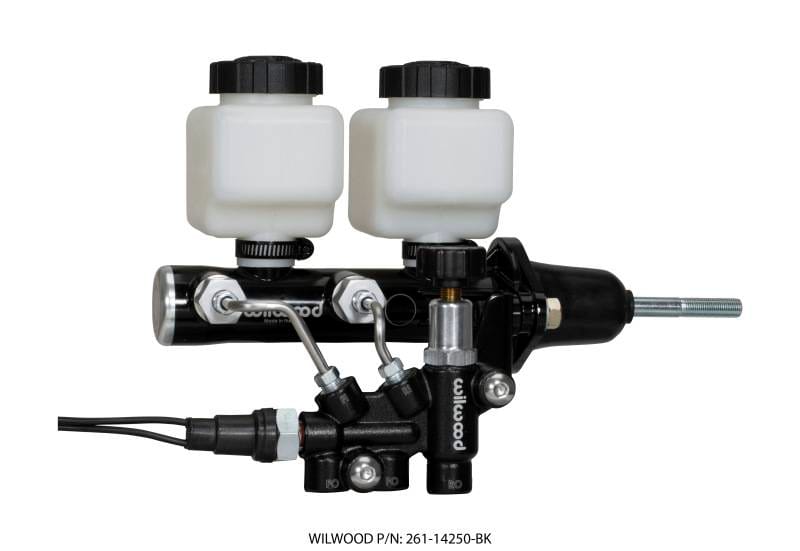 Wilwood 261-14250-BK Wilwood Tandem Remote M/C Kit w L/H Bracket & Prop Valve - 15/16in Bore Black-W/Pushrod thumbnail 2