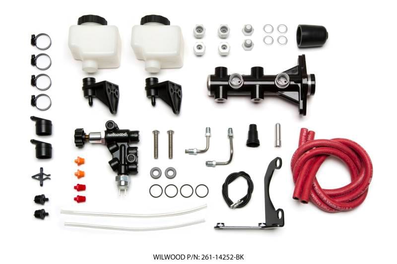 Wilwood 261-14252-BK Wilwood Tandem Remote M/C Kit w L/H Bracket & Prop Valve - 1 1/8in Bore Black thumbnail 4