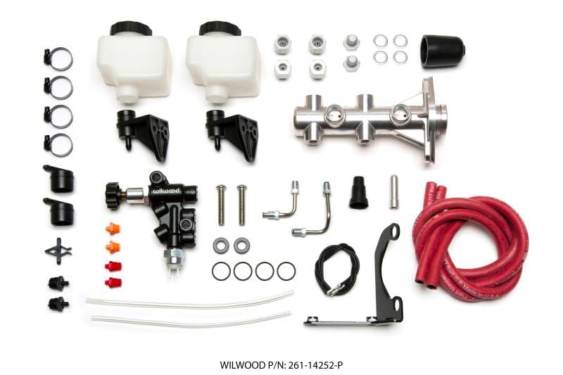 Wilwood 261-14252-P Wilwood Tandem Remote M/C Kit w L/H Bracket & Prop Valve - 1 1/8in Bore Ball Burnished thumbnail 2