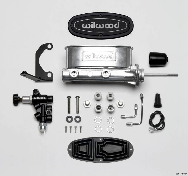 Wilwood 261-13271-P Wilwood HV Tandem M/C Kit w L/H Bracket & Prop Valve - 7/8in Bore Ball Burnished-W/Pushrod thumbnail 4