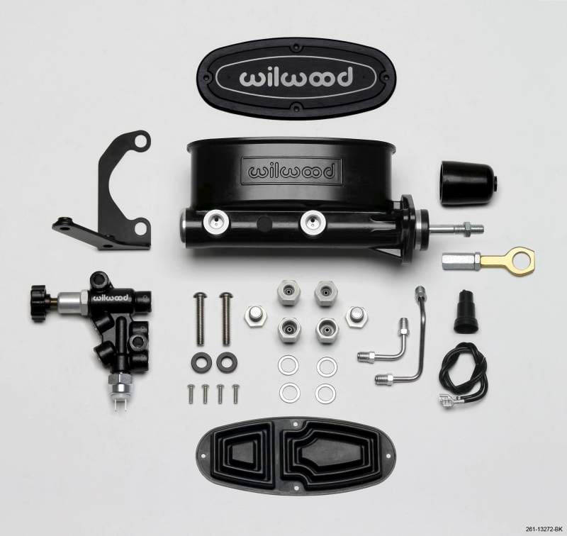 Wilwood 261-13272-BK Wilwood HV Tandem M/C Kit w L/H Bracket & Prop Valve - 7/8in Bore Black-W/Push. - Early Mustang thumbnail 4