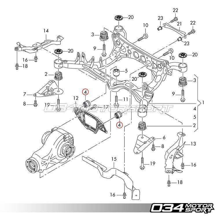 034Motorsport Rear Differential Carrier Mount Insert Kit for B8 Audi A4/S4/RS4, A5/S5/RS5, Q5/SQ5 & C7 Audi A6/S6/RS6, A7/S7/RS7 034-505-2016 thumbnail 7
