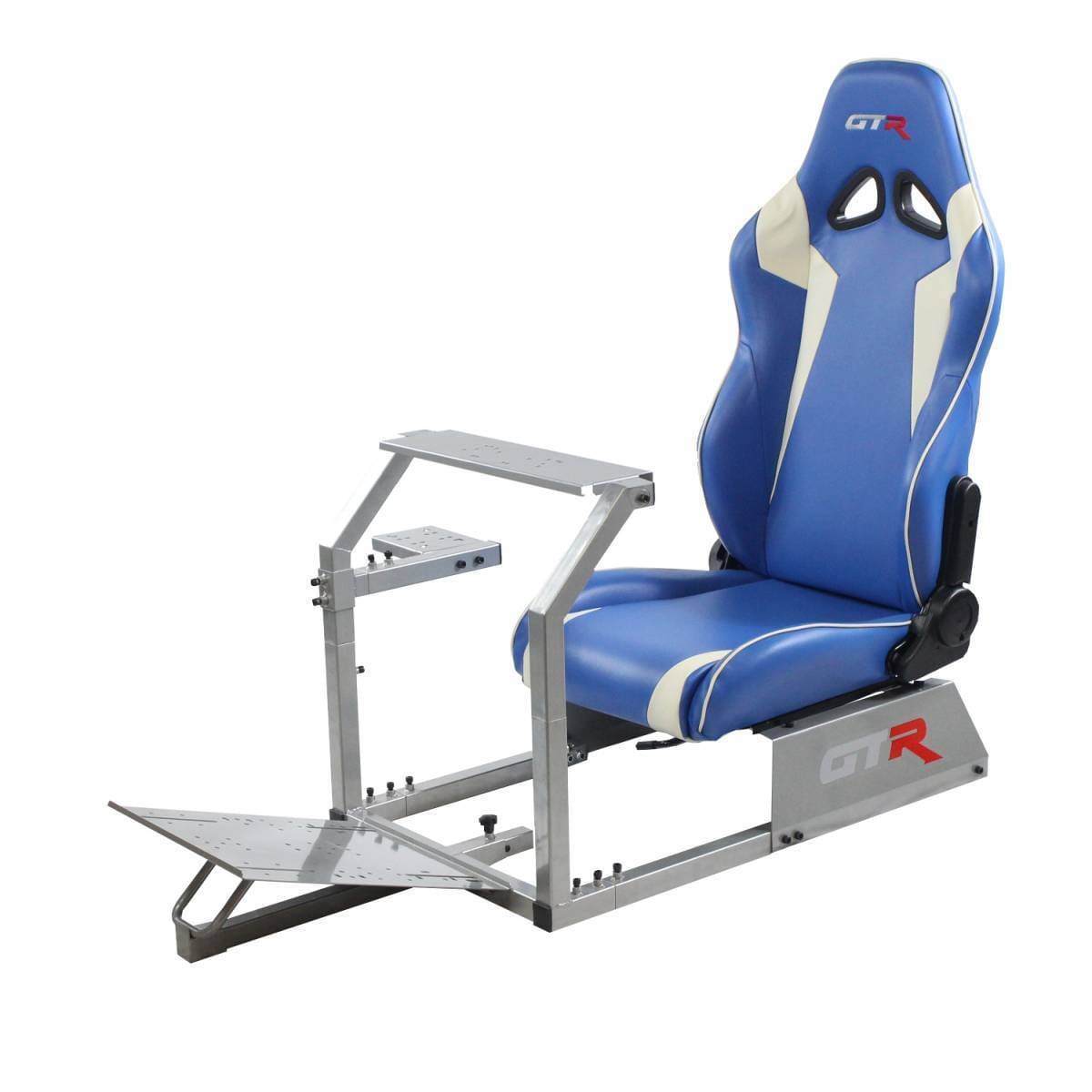 GTR Simulators GTA™️ Model Simulator Frame & Adjustable Racing Seat – Color Options Available Majestic Black Blue with White thumbnail 27