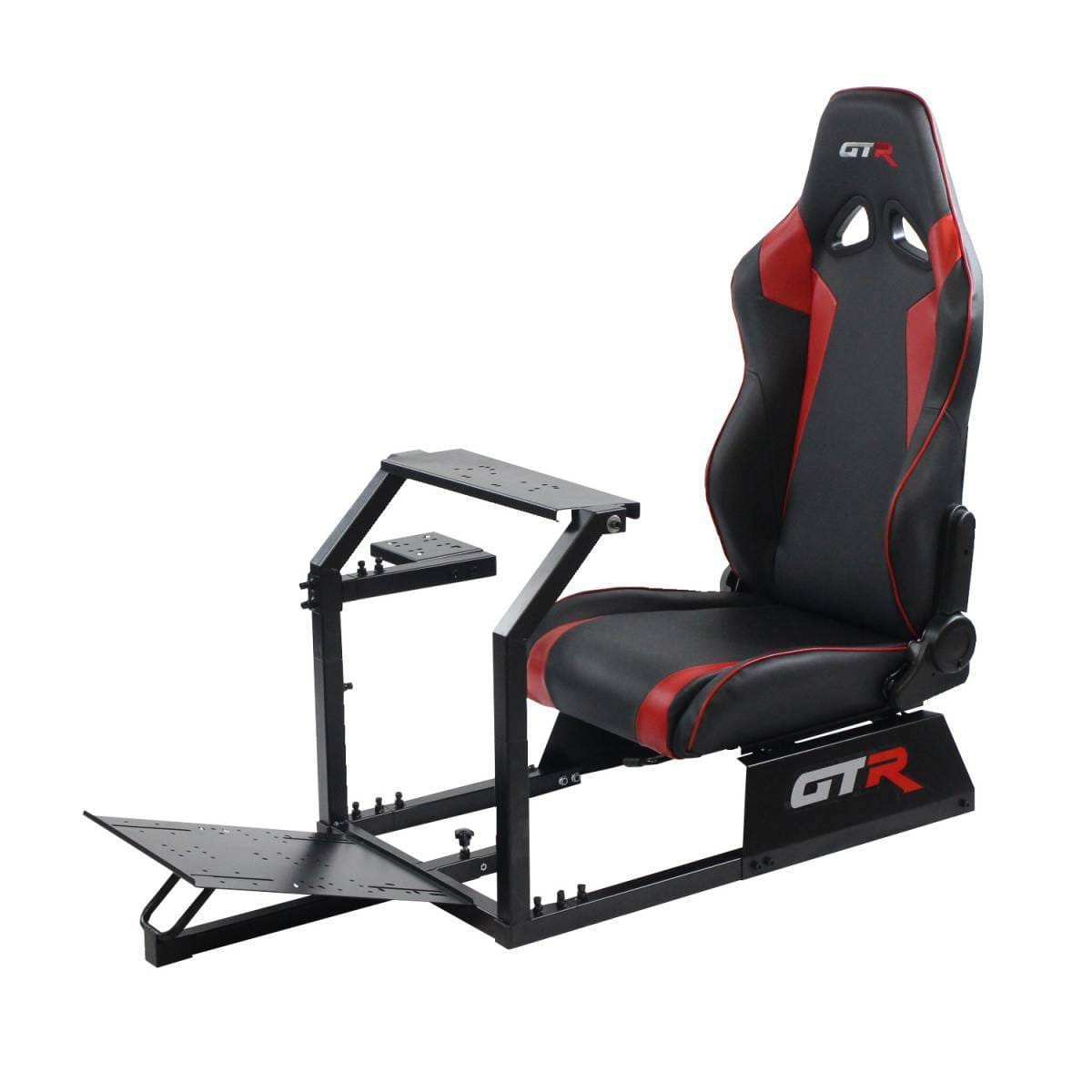 GTR Simulators GTA™️ Model Simulator Frame & Adjustable Racing Seat – Color Options Available Alpine White Black with Red thumbnail 12
