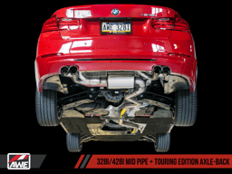 AWE Tuning 3010-43036 AWE Tuning BMW F3X N20/N26 328i/428i Touring Edition Exhaust Quad Outlet - 80mm Diamond Black Tips