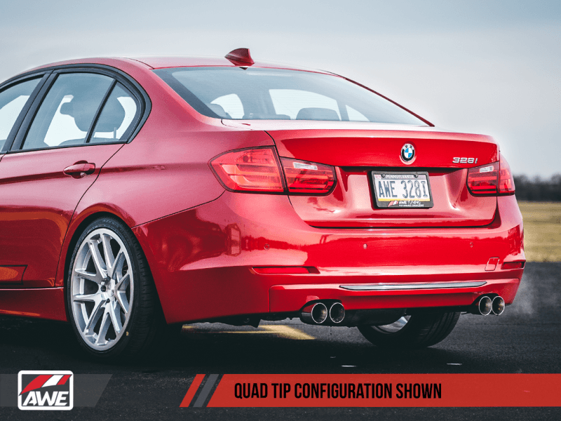 AWE Tuning 3010-43036 AWE Tuning BMW F3X N20/N26 328i/428i Touring Edition Exhaust Quad Outlet - 80mm Diamond Black Tips thumbnail 5