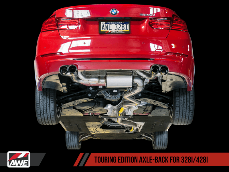 AWE Tuning 3010-43036 AWE Tuning BMW F3X N20/N26 328i/428i Touring Edition Exhaust Quad Outlet - 80mm Diamond Black Tips thumbnail 8