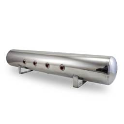 Air Lift 12956 Air Lift 5 Gal Alum Air Tank - (4) 3/8in Face Ports & 1/4in Drain Port - 36in L X 6in D - Polished