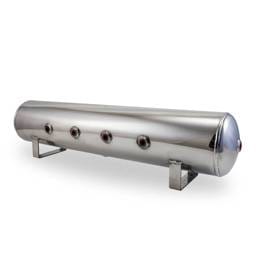 Air Lift 12957 Air Lift 4 Gal Alum Tank - (4) 1/4in Face (2) 3/8in Ports & 1/4in Drain - 30in L X 6in D - Polished