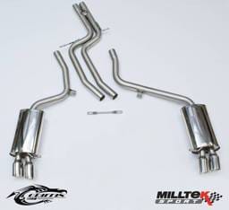 Milltek Non-Resonated (Louder) Cat-Back Exhaust System w/ GT80 Tips for Audi B8 S5 4.2L SSXAU190